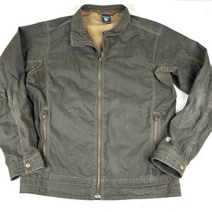 KUHL Vintage Patina Dye Wax Racer Jacket Large Brown Lightweight